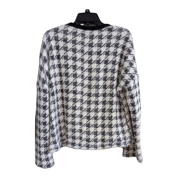 Melloday Black & White Cropped Houndstooth LS Sweater Size XL - Picture 4 of 4